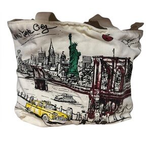 Cityscape Canvas Tote Bag - Multicolor